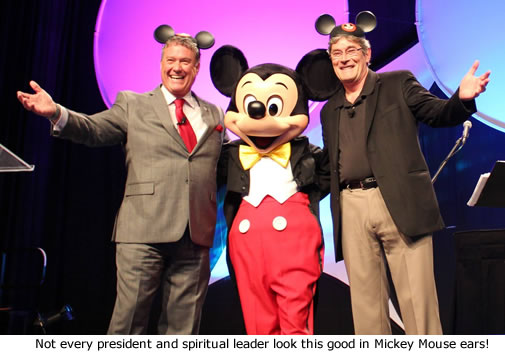 Not every president and spiritual leader look this good in Mickey Mouse ears!